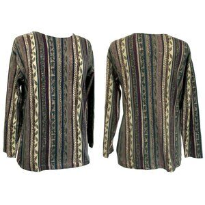 Woolrich Womens 100% Cotton Long Sleeve Pullover Top Leaf & Vine Print Sz S